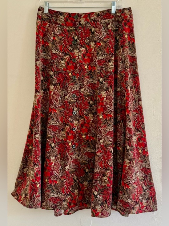 Christopher & Banks Dresses & Skirts - Christopher & Banks Red Floral Button-Front A-Line Skirt - NWOT